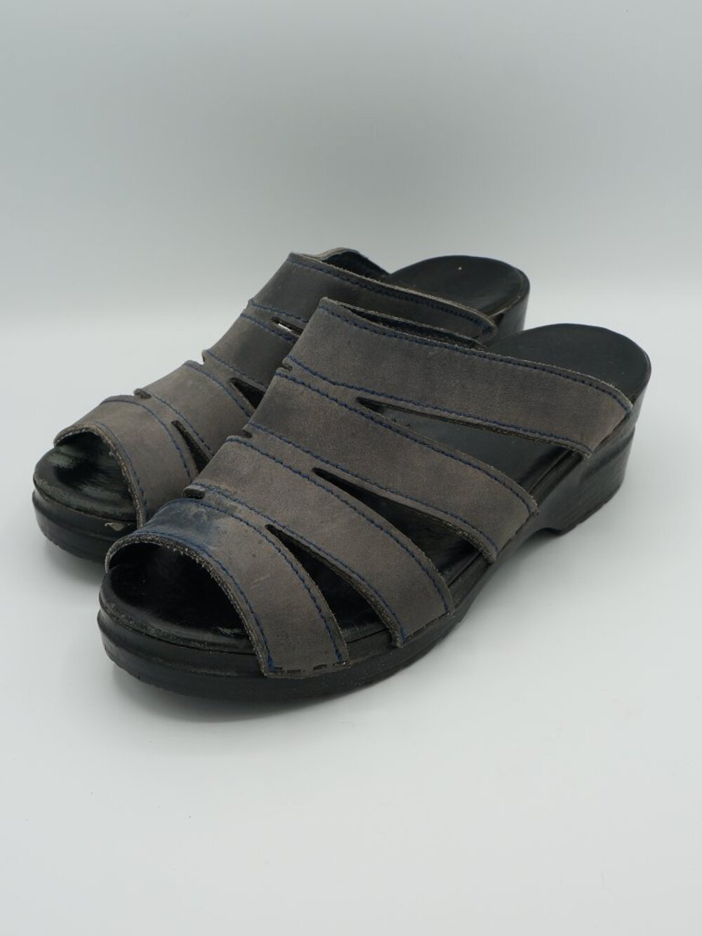 VINTAGE Dansko by Sanita Women's EU 37 (US 6.5-7) Grey Blue Nubuck Slide Sandals